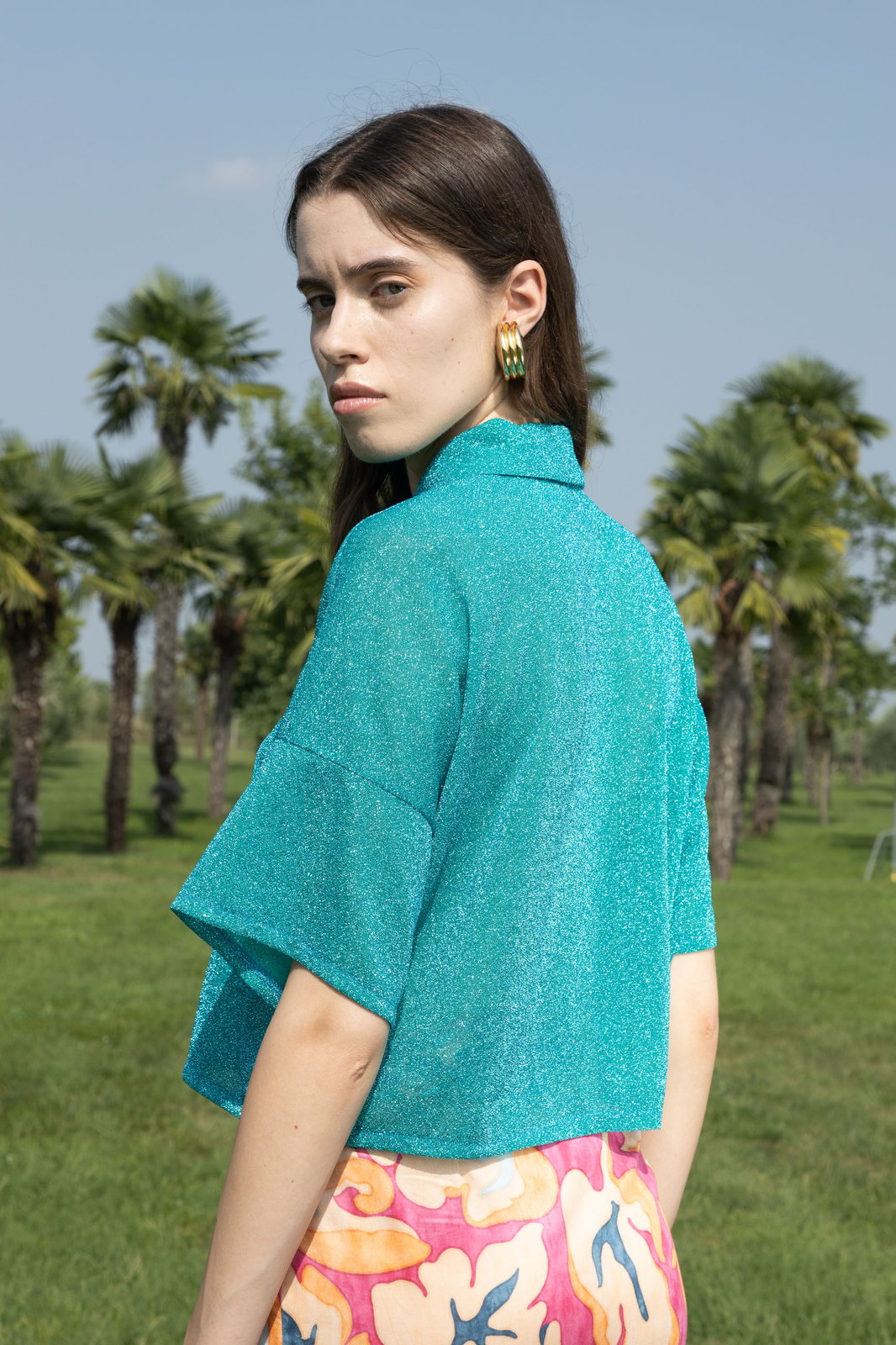 CAMICIA MAROCCO LUREX ACQUA €132 -50%