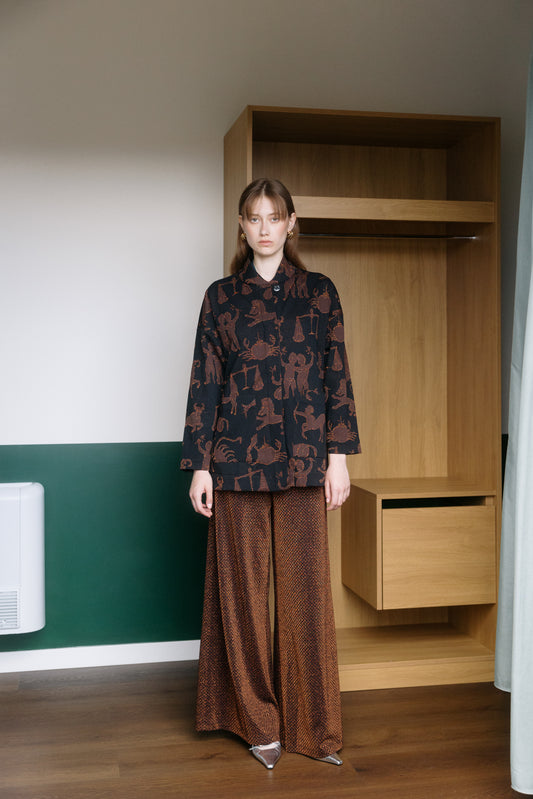 PALOMA HERRINGBONE BLACK TROUSERS