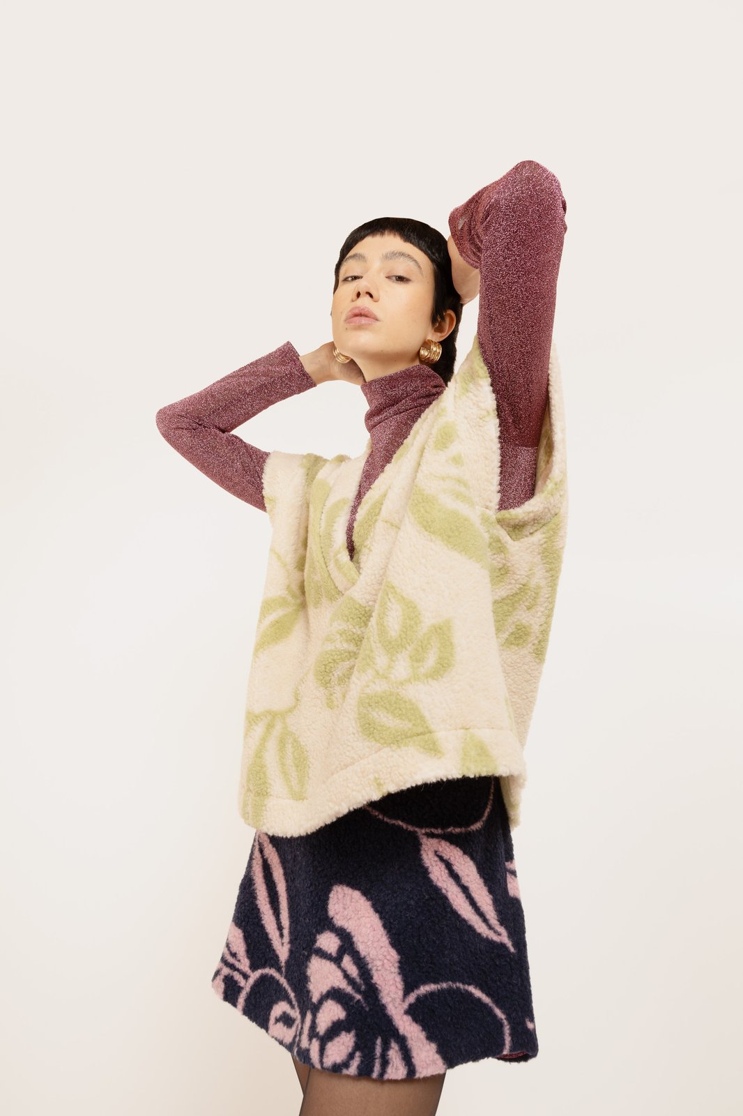 GILET MIA TEDDY FLOWER PANNA/MENTA €137 - 50%