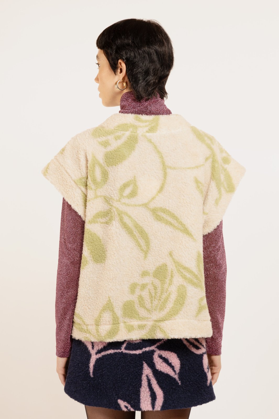 GILET MIA TEDDY FLOWER PANNA/MENTA €137 - 50%