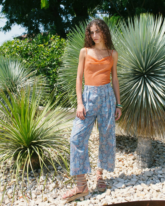 PANTALONE PHILADELPHIA FLORAL BLU €186 -50%