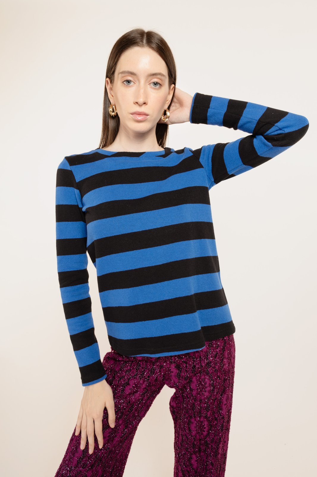 MAGLIA MADAGASCAR STRIPES NERO/BLUETTE €105 - 50%