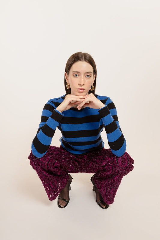 MAGLIA MADAGASCAR STRIPES NERO/BLUETTE €105 - 50%