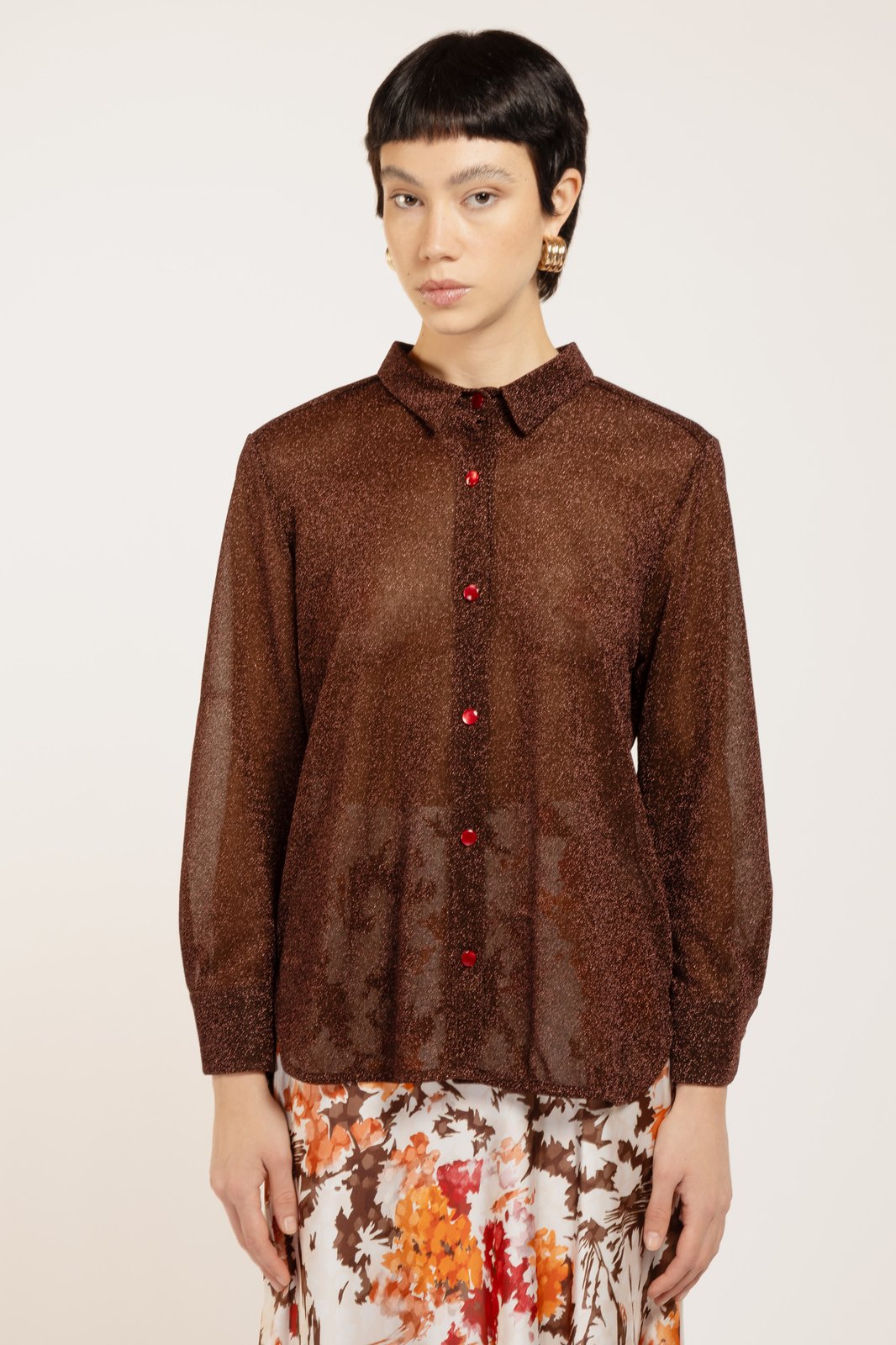 CAMICIA MYKONOS LUREX BROWN €137 - 50%