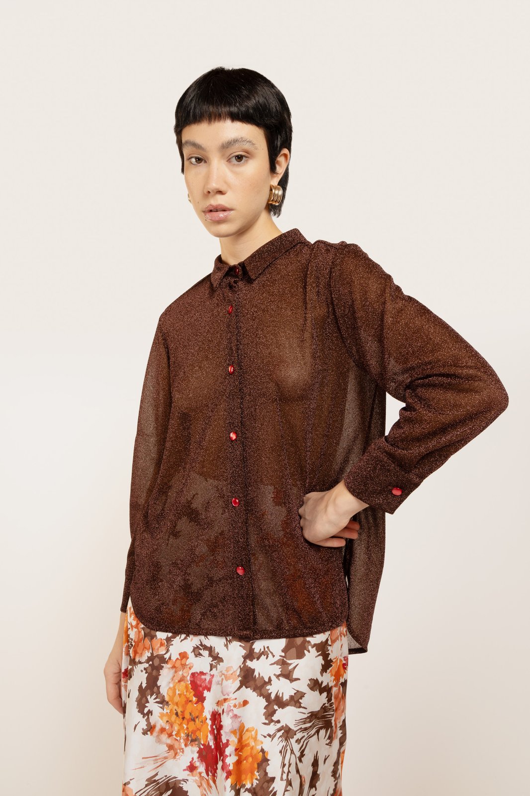 CAMICIA MYKONOS LUREX BROWN €137 - 50%
