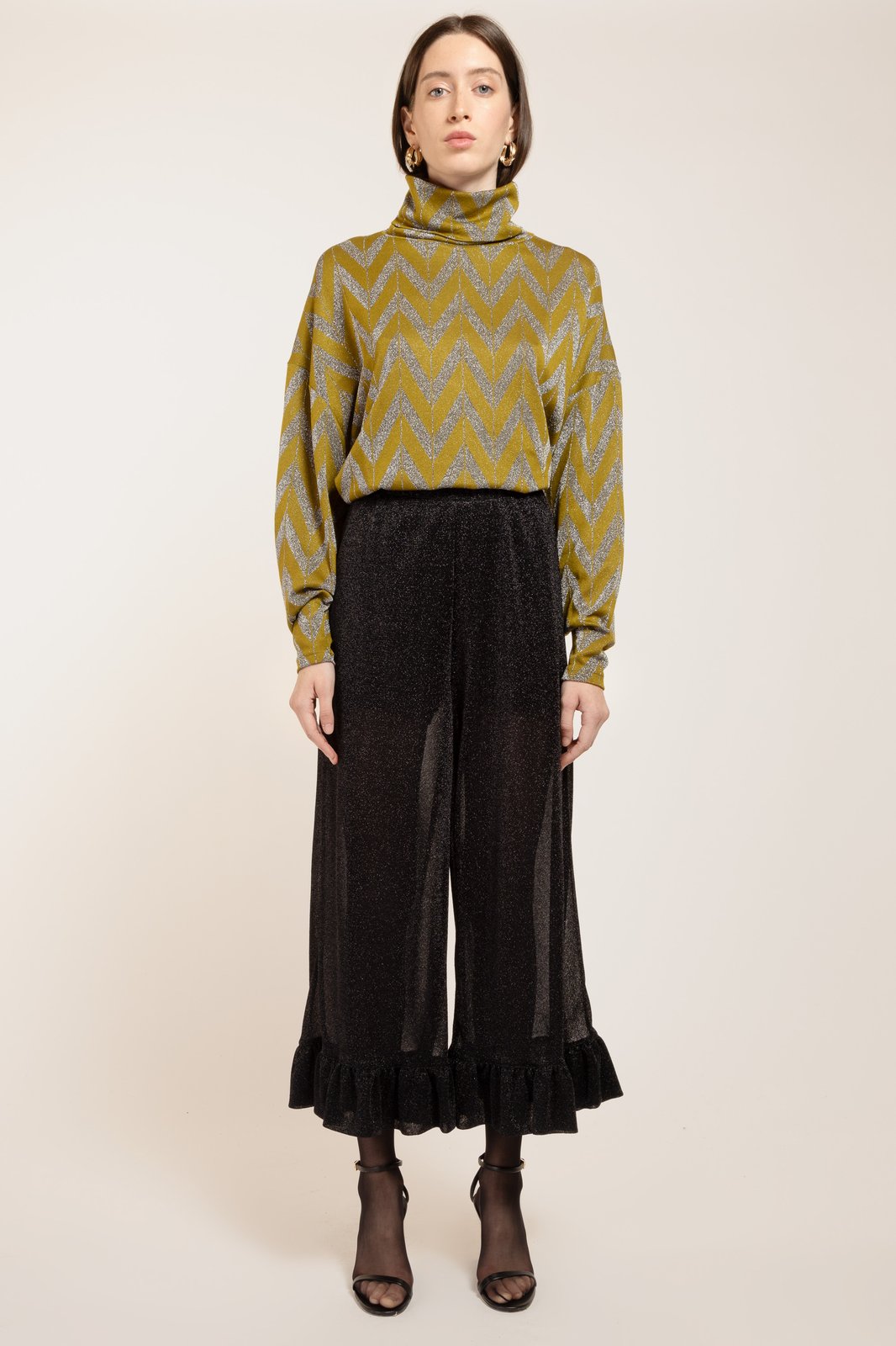 PANTALONE PETRA LUREX NERO €140 - 50%