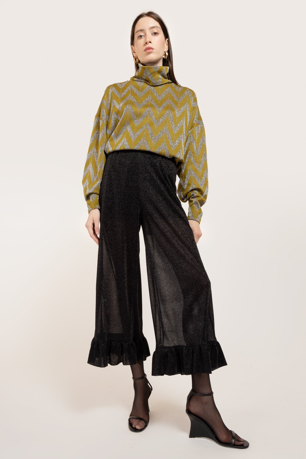 PANTALONE PETRA LUREX NERO €140 - 50%