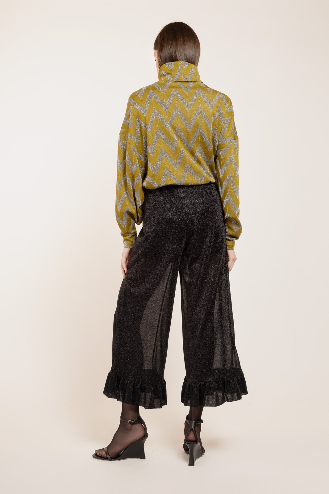 PANTALONE PETRA LUREX NERO €140 - 50%