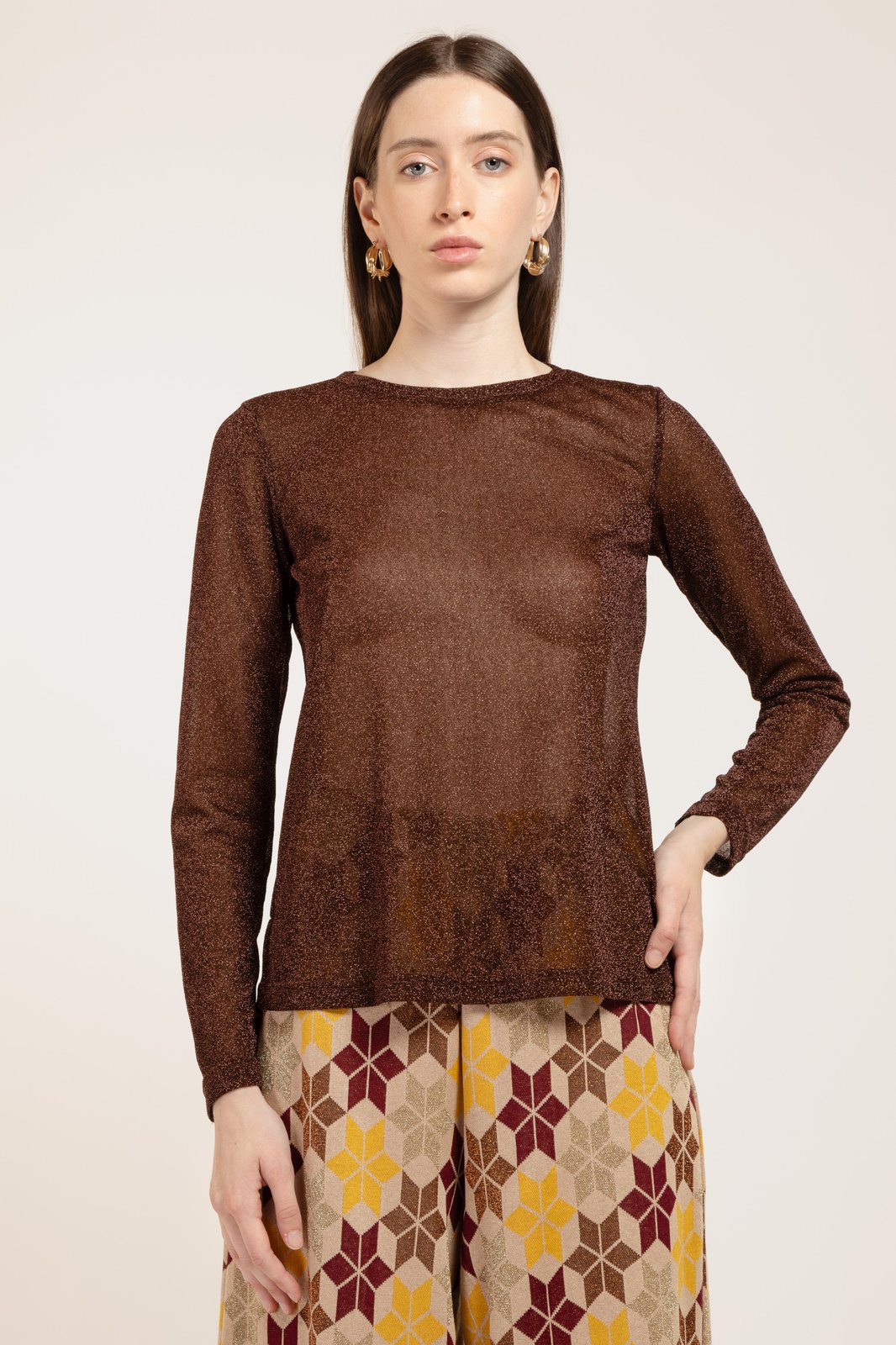 MAGLIA MADAGASCAR LUREX BROWN €132 - 50%