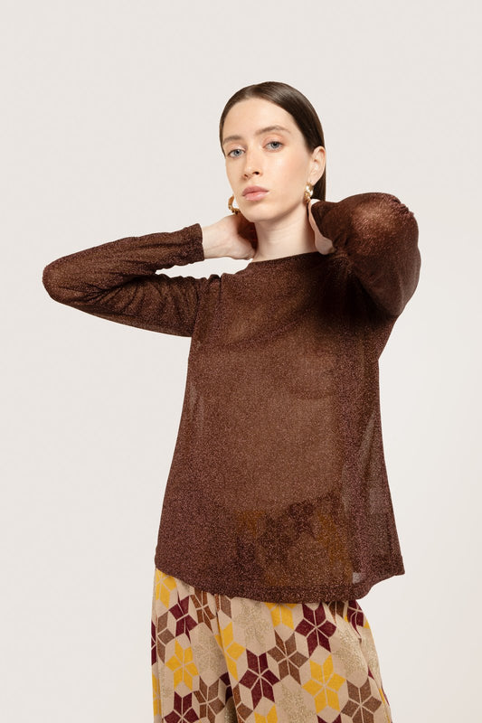 MAGLIA MADAGASCAR LUREX BROWN €132 - 50%