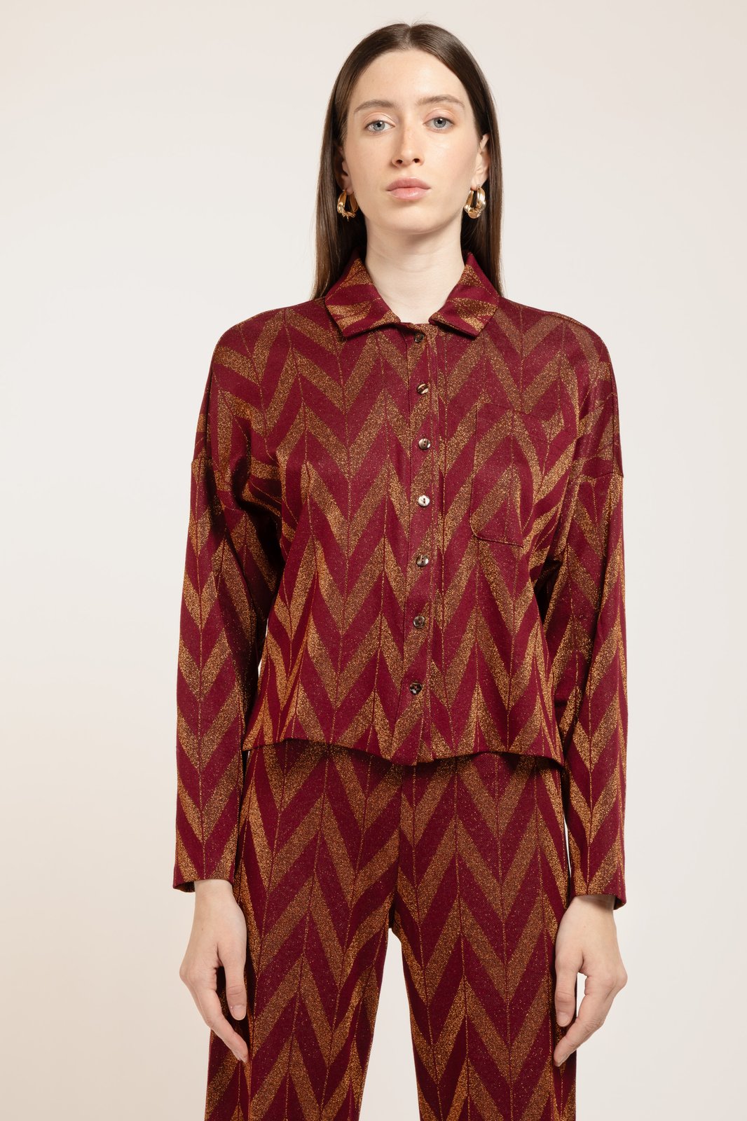 CAMICIA MISSISSIPPI ZIG ZAG VINO €153 - 50%