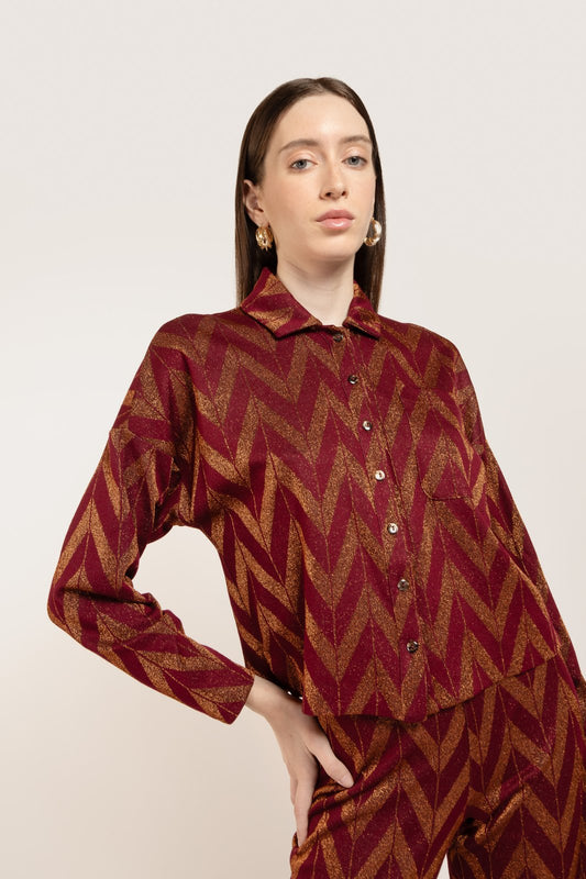 CAMICIA MISSISSIPPI ZIG ZAG VINO €153 - 50%