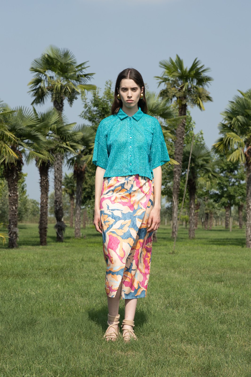 CAMICIA MAROCCO LUREX ACQUA €132 -50%