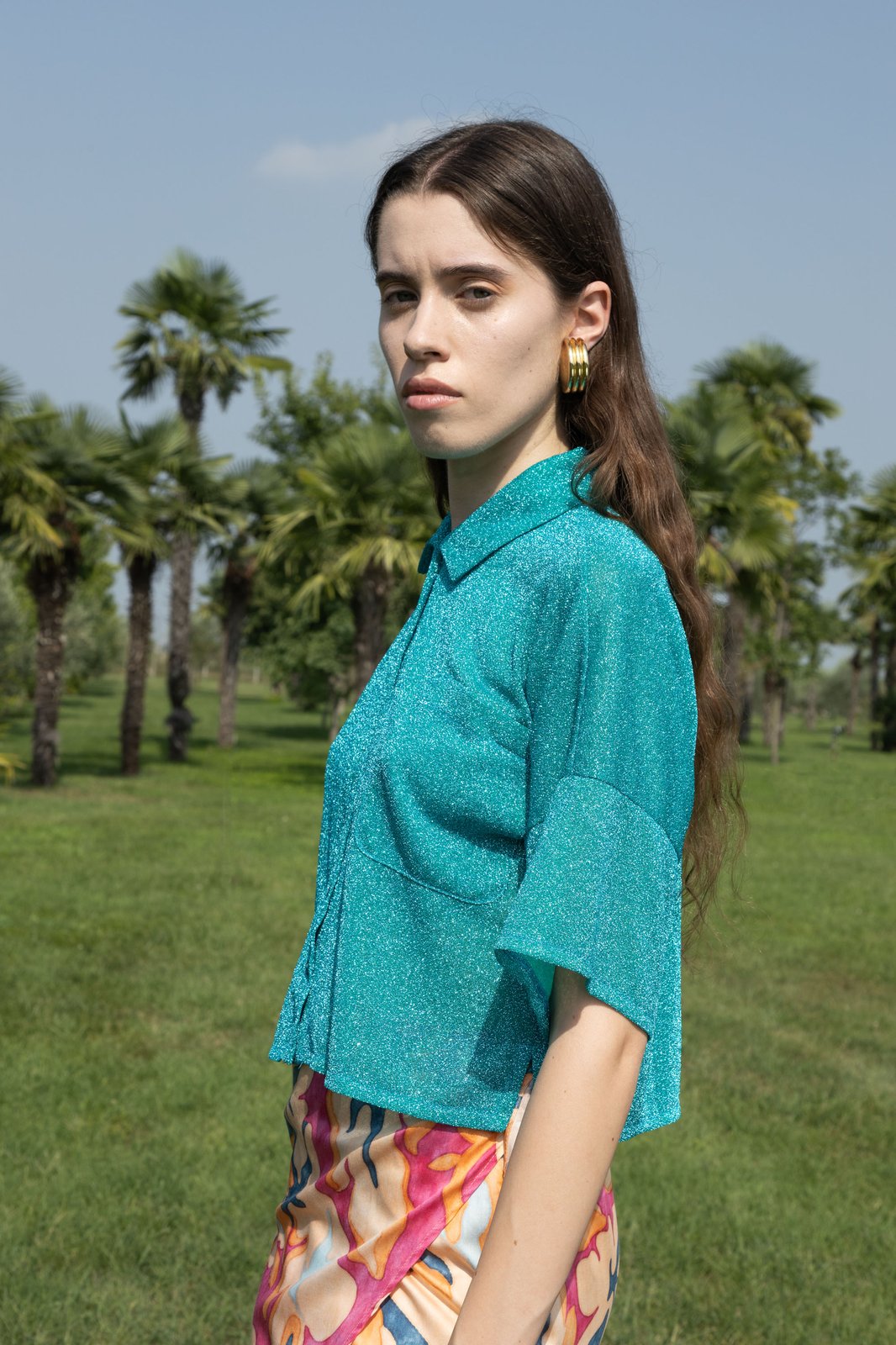 CAMICIA MAROCCO LUREX ACQUA €132 -50%