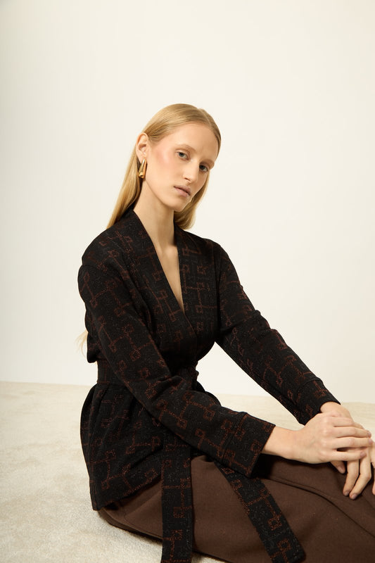 CARDIGAN MARYLIN GEOMAC MULTI NERO €198 - 50%