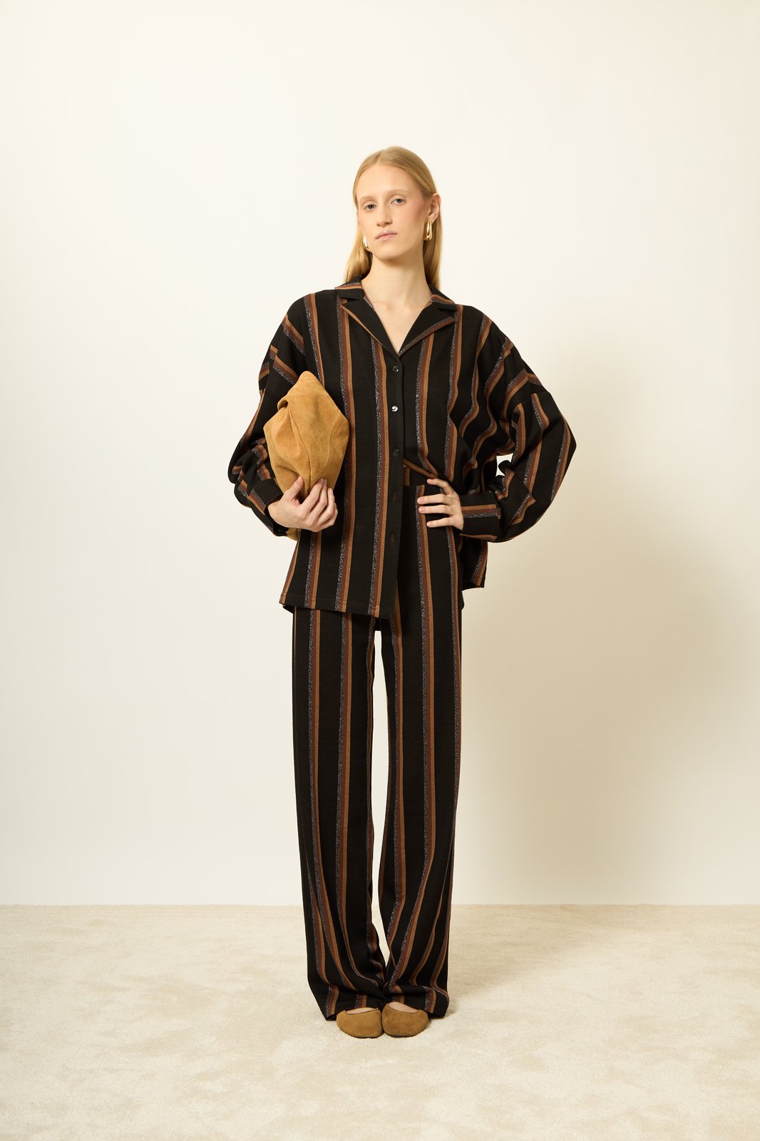 PANTALONE POLINESIA RIGHE NERO €173 - 50%