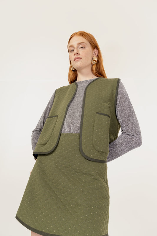 GILET CINDY QUILT MILITARE €135 -50%