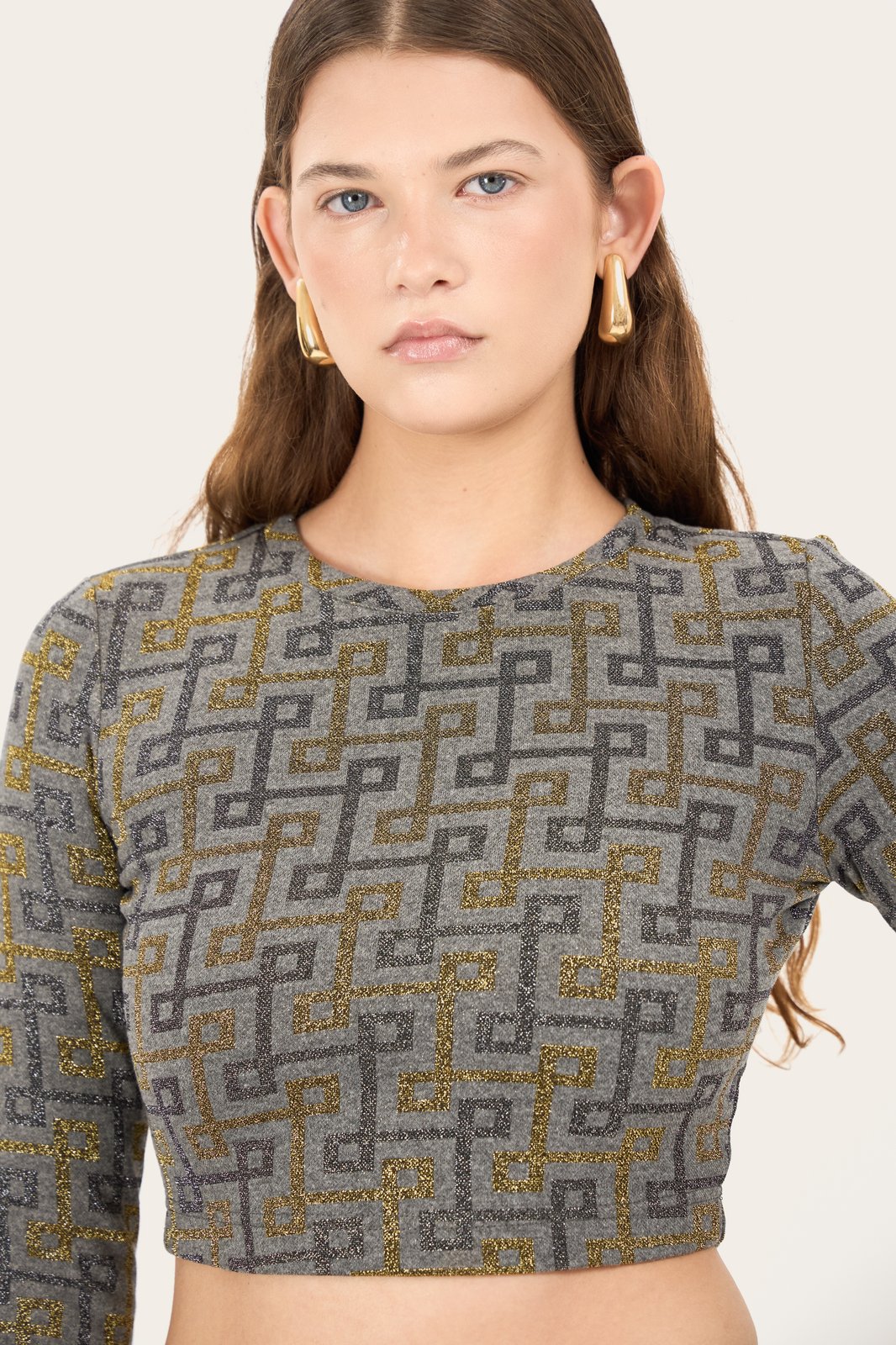 TOP MEROPE GEOMAC MULTI GRIGIO €142 - 50%
