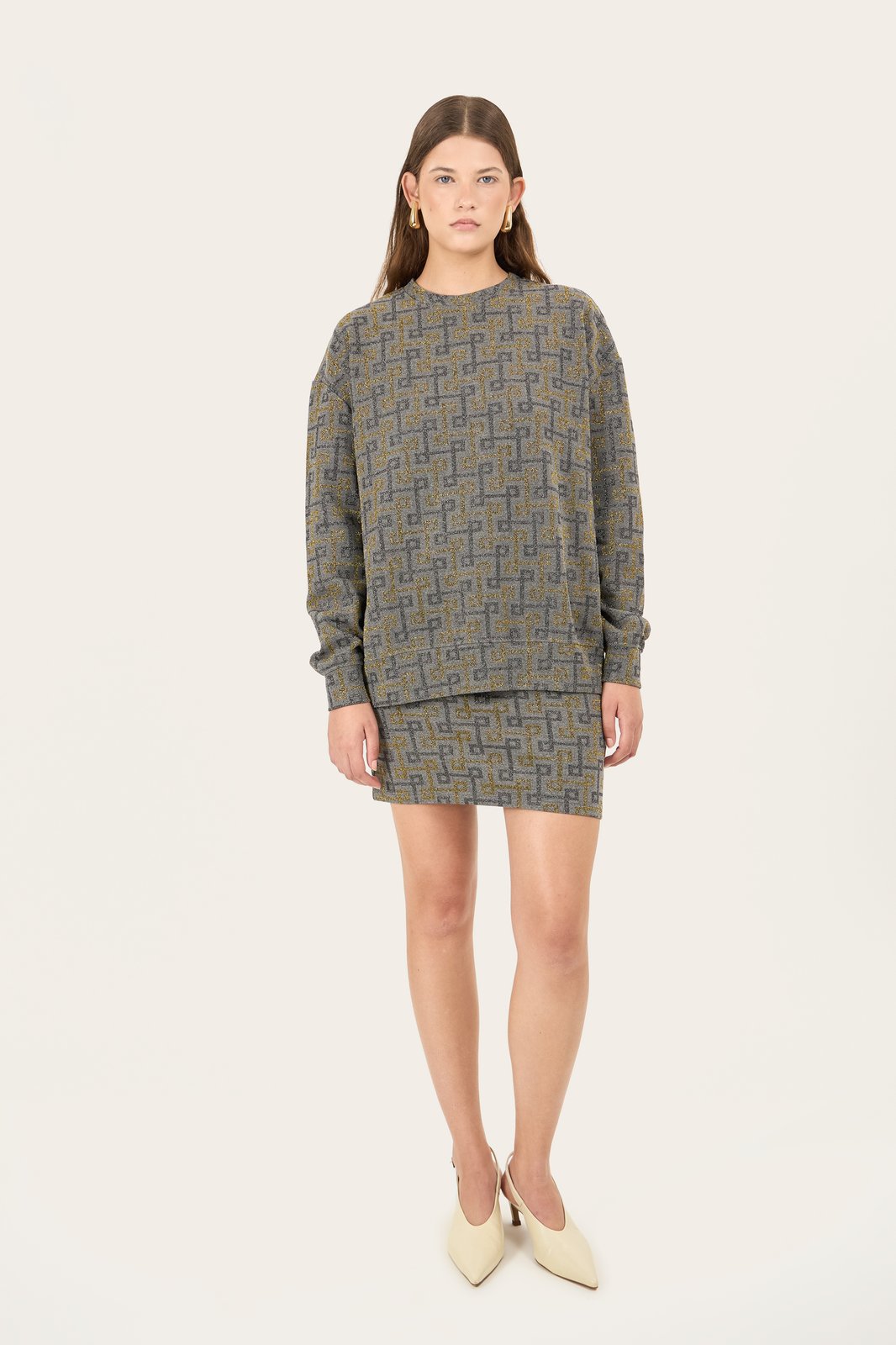 FELPA MELODIE GEOMAC MULTI GRIGIO €165 - 50%
