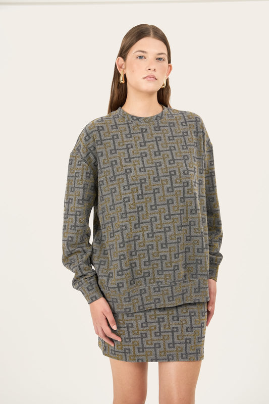 FELPA MELODIE GEOMAC MULTI GRIGIO €165 - 50%