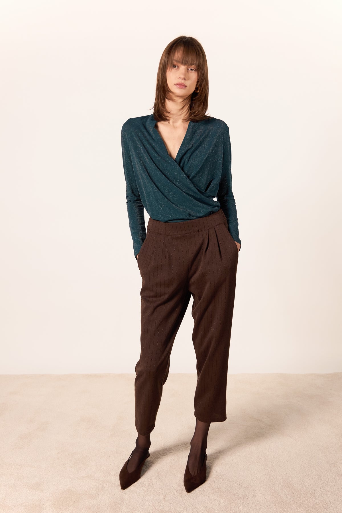 PANTALONE PANDORA GESSATO MARRONE