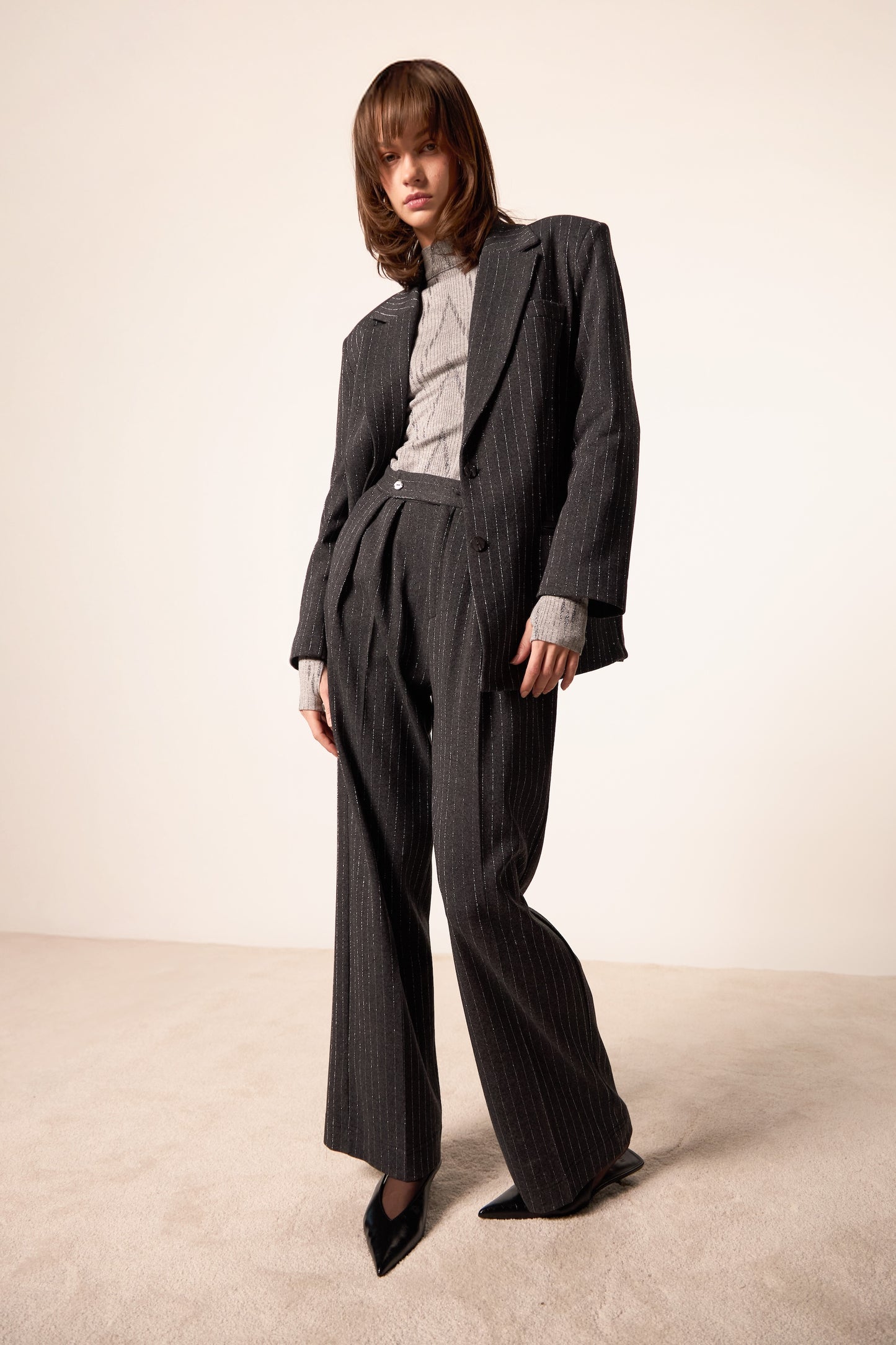 PANTALONE PAMPLONA GESSATO ANTRACITE