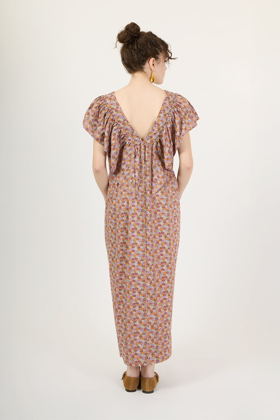 BROWN MAID FLOWER DRESS