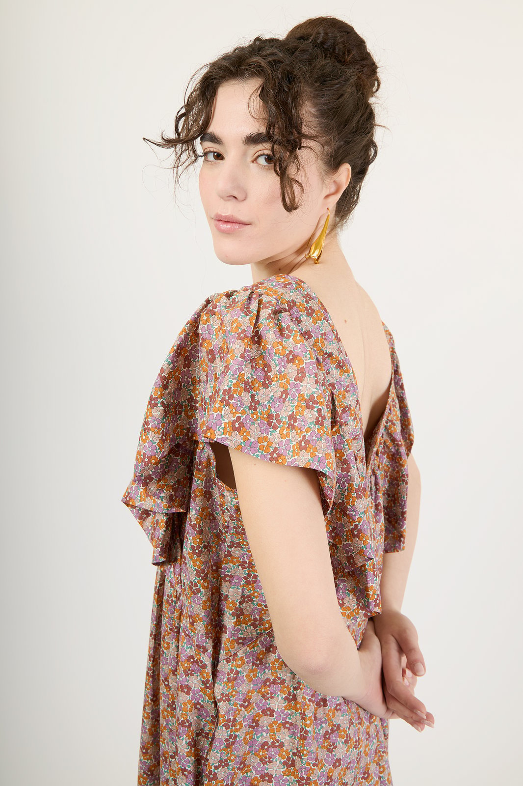 BROWN MAID FLOWER DRESS