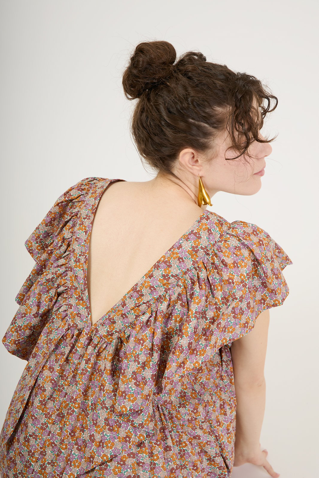 BROWN MAID FLOWER DRESS