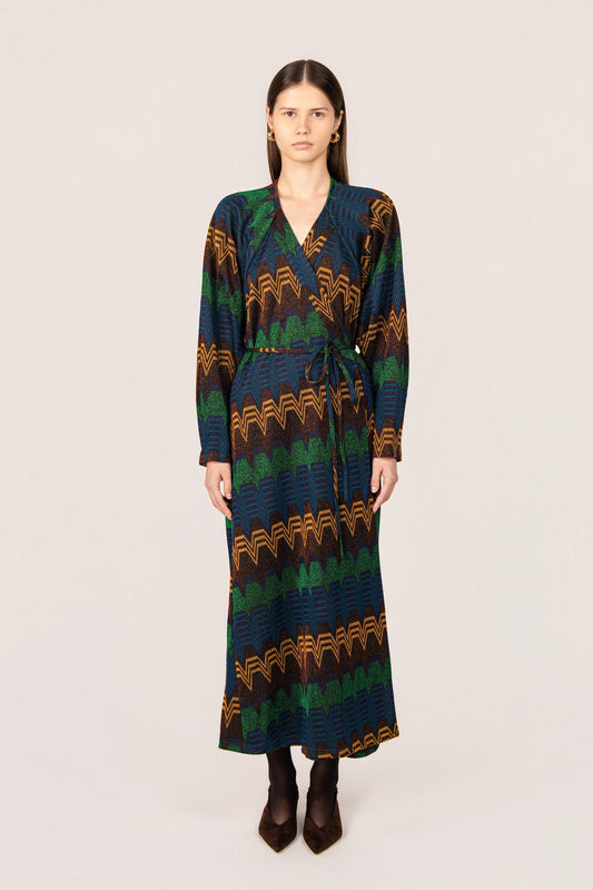 ARMONY TRAPEZE DRESS MULTI BLUE