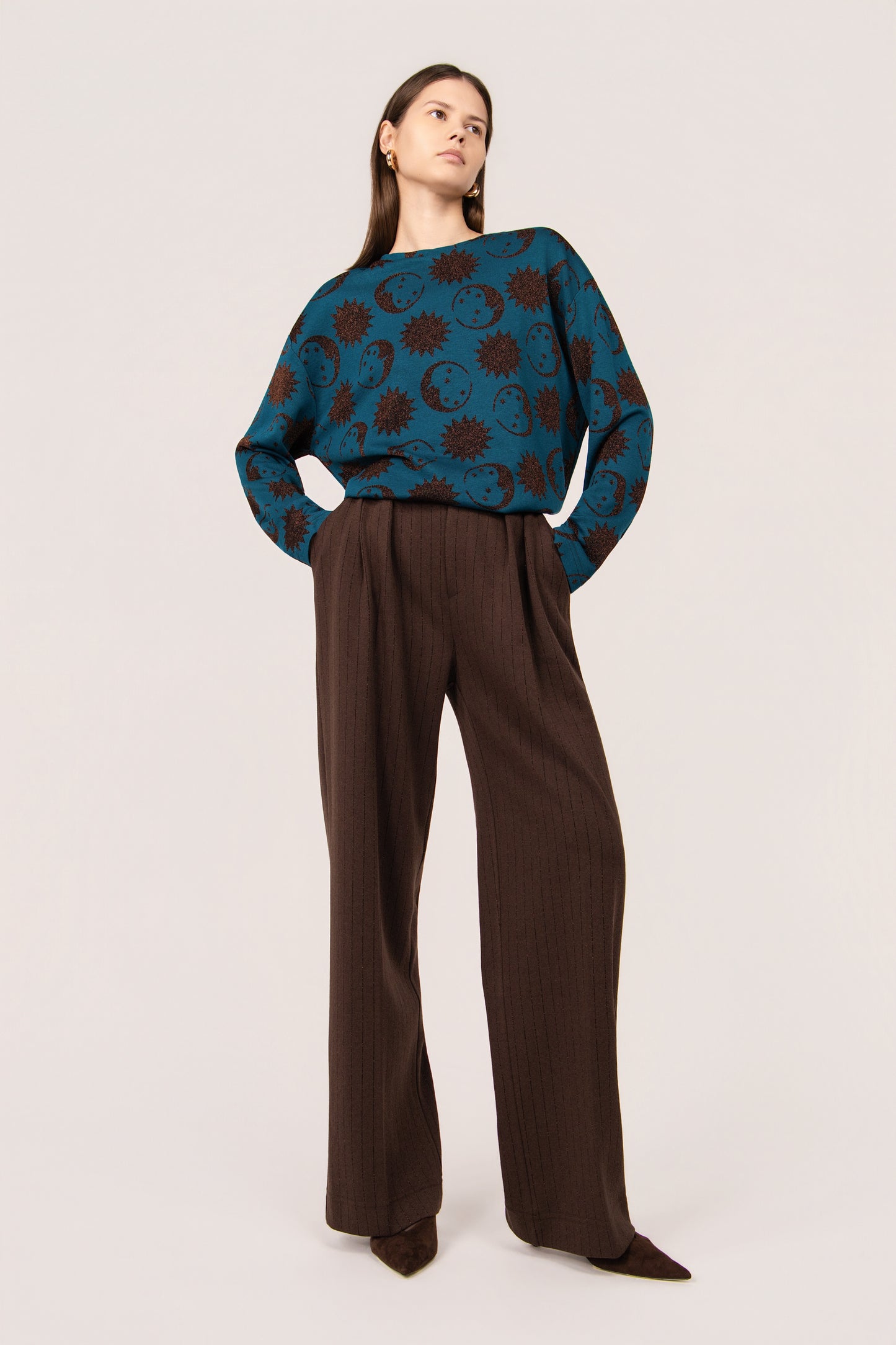 BROWN PINSTRIPE PAMPLONA TROUSERS