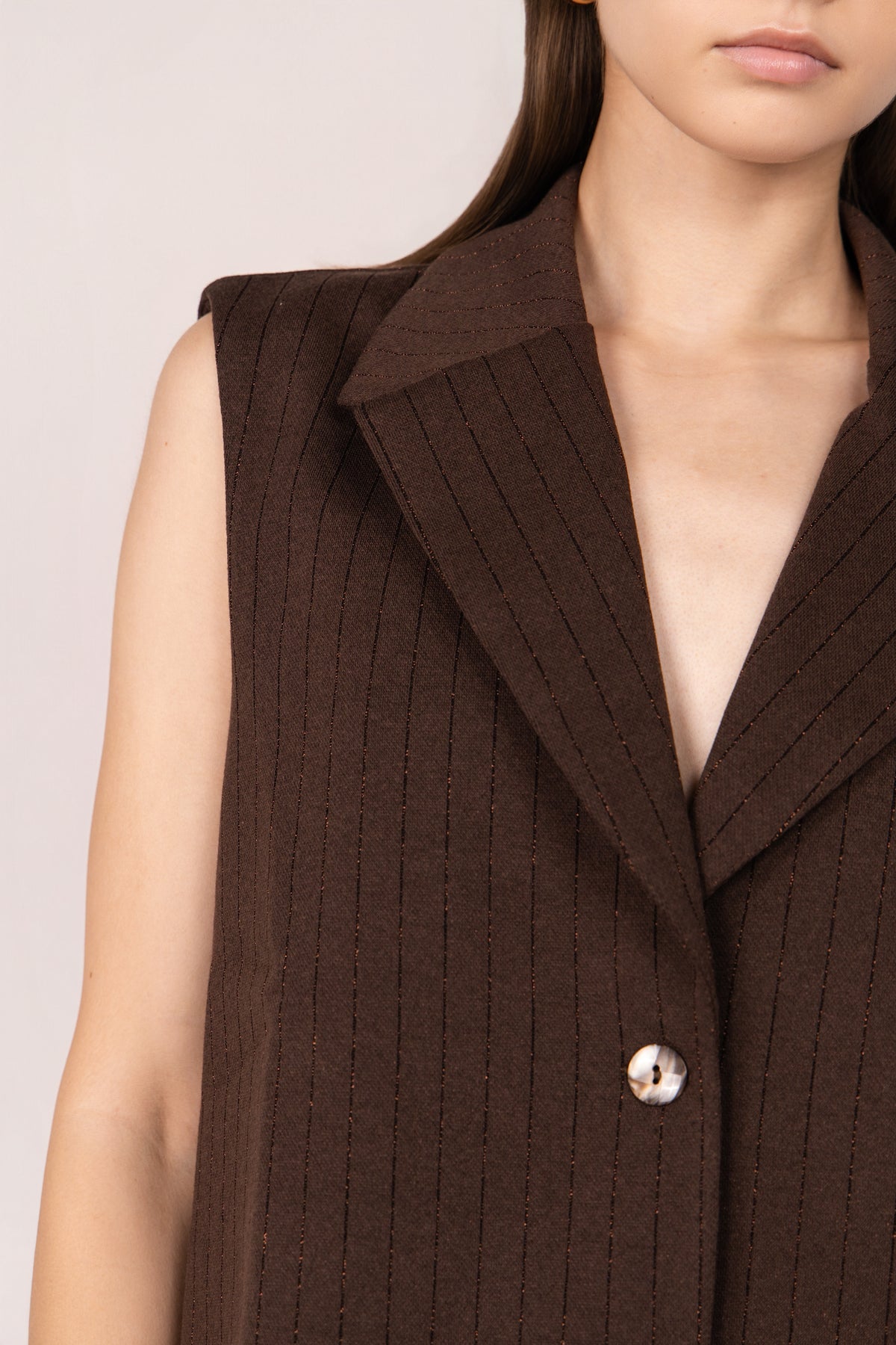 GILET CASSANDRA GESSATO MARRONE