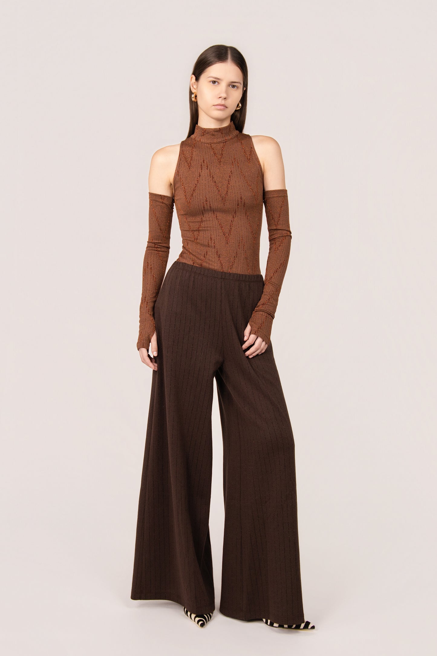 PANTALONE PALOMA GESSATO MARRONE