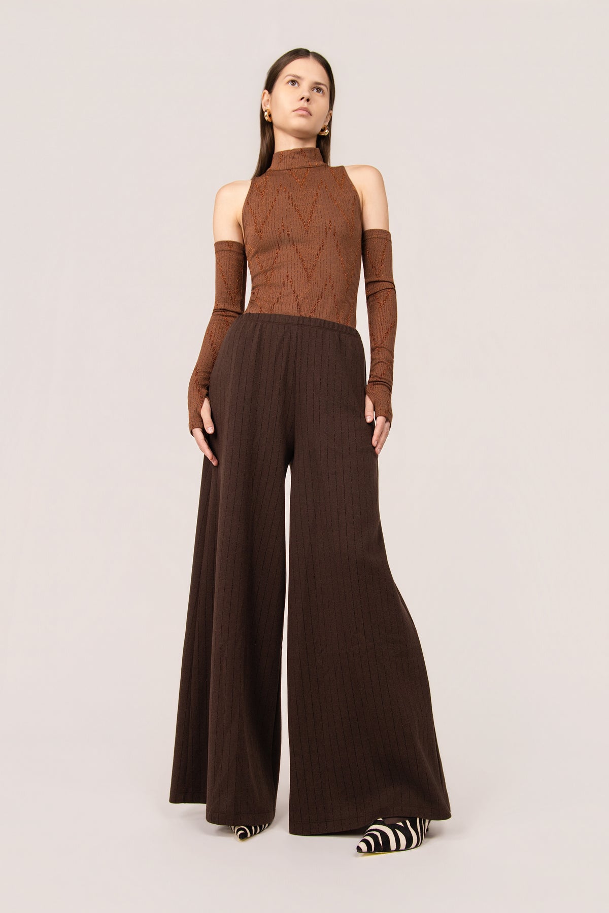 PANTALONE PALOMA GESSATO MARRONE