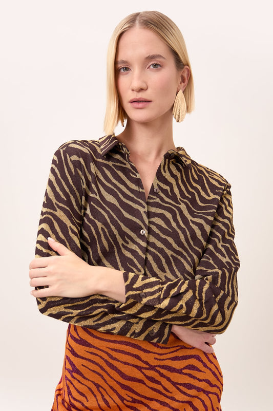 CAMICIA MILOS ZEBRA MARRONE