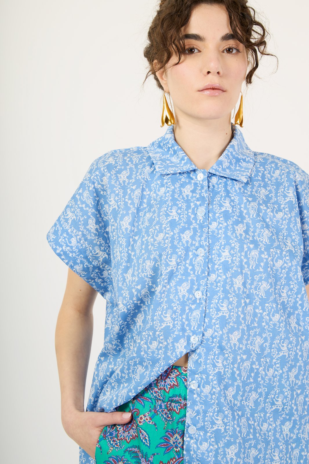CAMICIA MESSICO ORIENT AZZURRO €187 - 50%