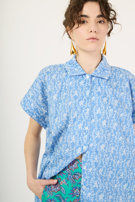 CAMICIA MESSICO ORIENT AZZURRO €187 - 50%