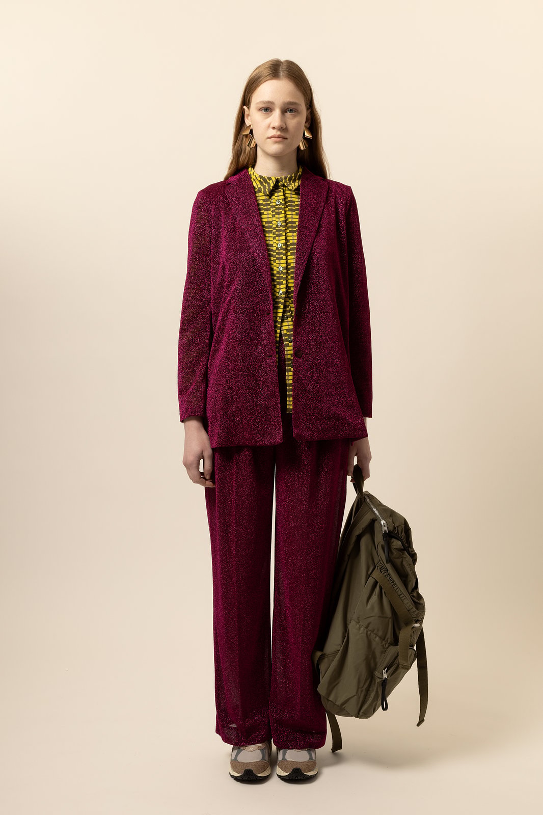 PANTALONE PEACH LUREX FUCSIA €164 -50%