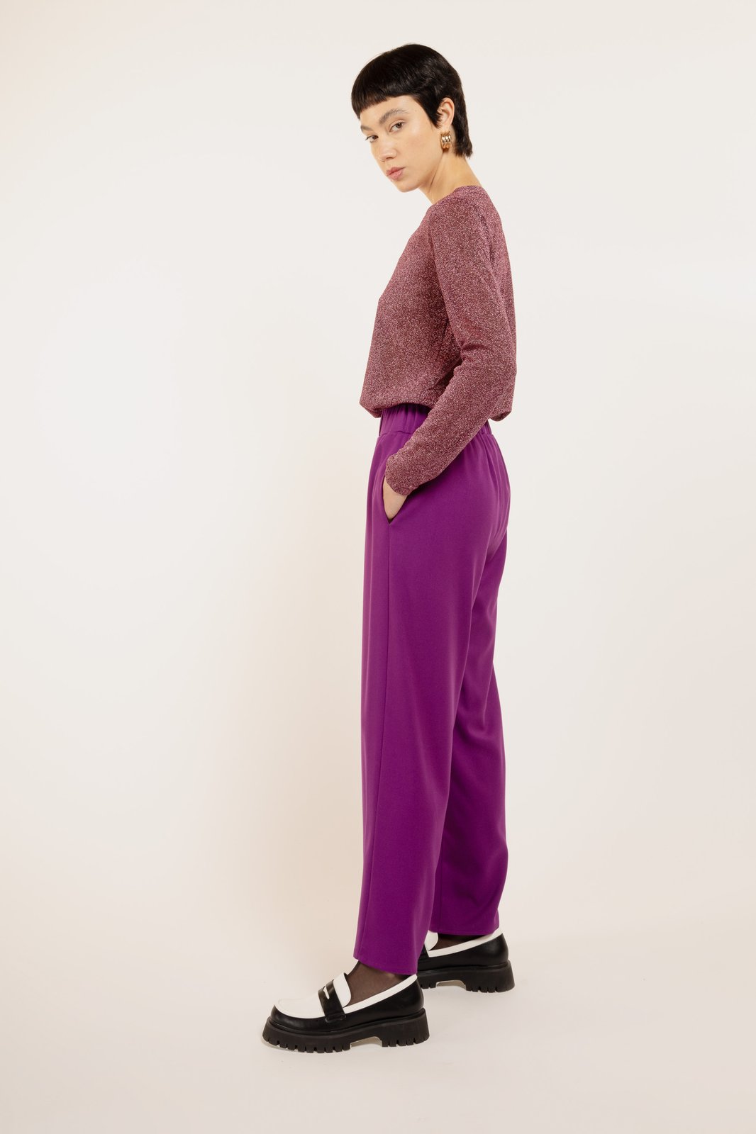 PANTALONE PERÙ TWILL MALVA €132 - 50%