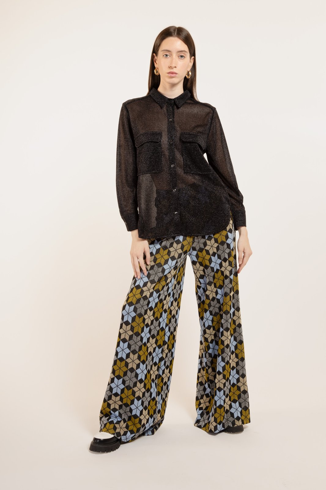 CAMICIA MABEL LUREX NERO €148 - 50%