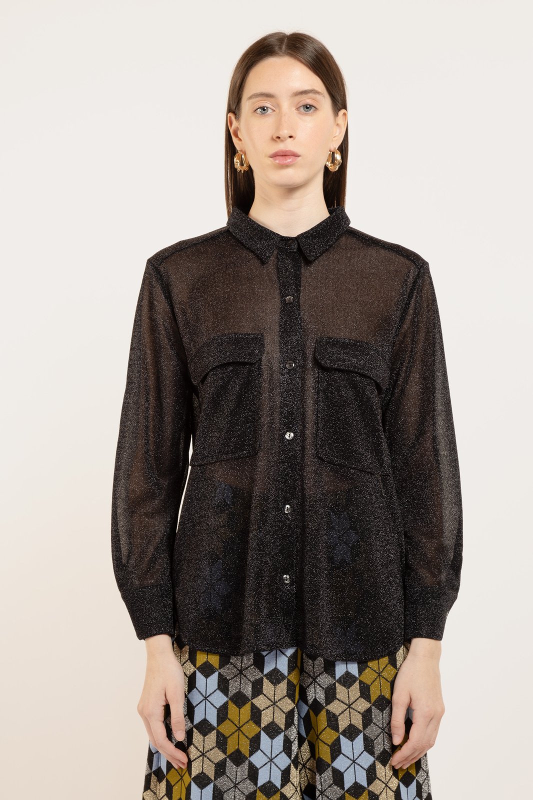 CAMICIA MABEL LUREX NERO €148 - 50%