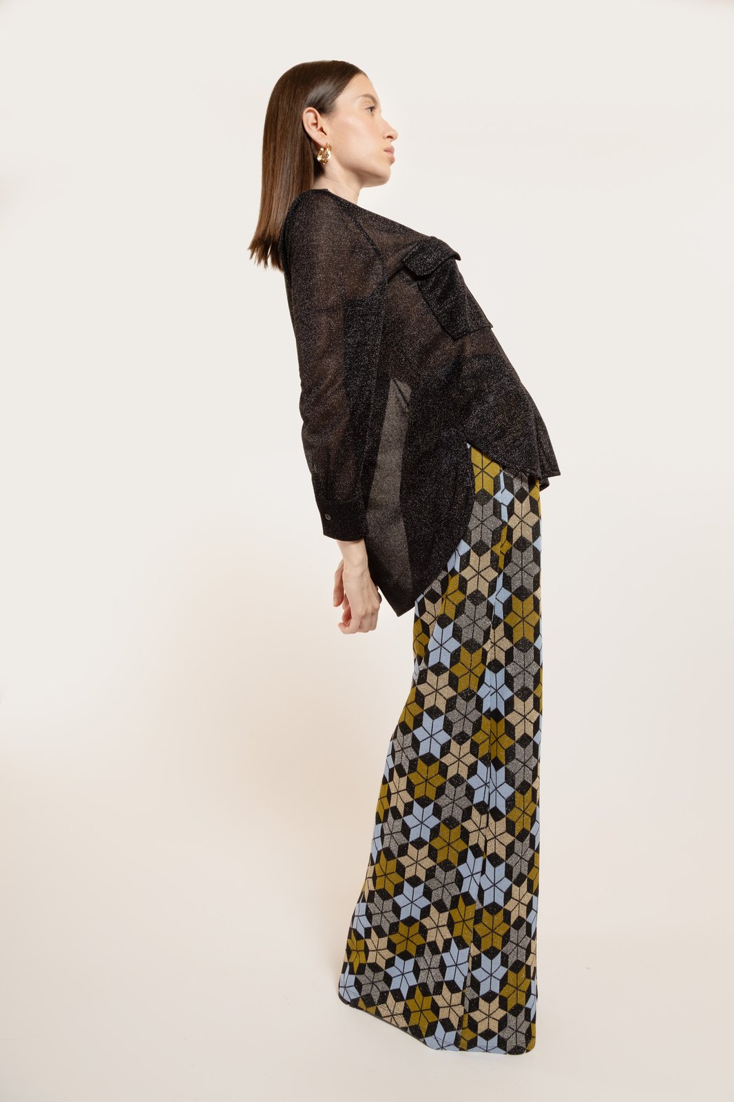 CAMICIA MABEL LUREX NERO €148 - 50%