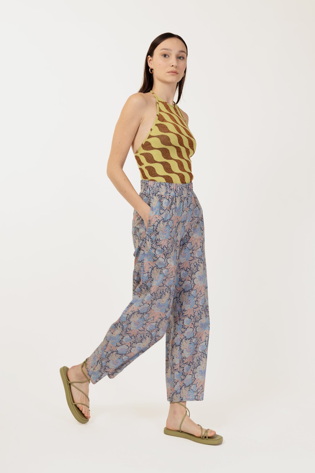 PERU BLUE FLORAL TROUSERS